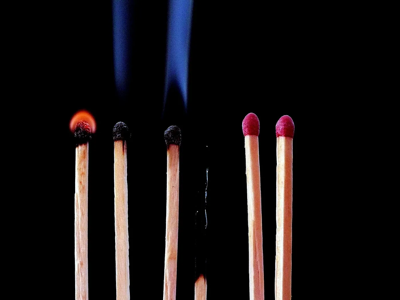 a few matches, some lit, and a few burnt out